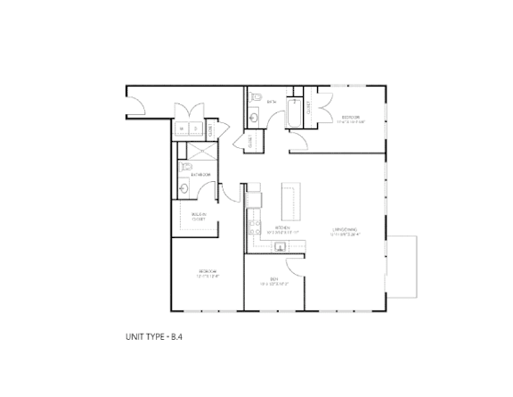 A black and white image of a floor plan for a unit type B-4.