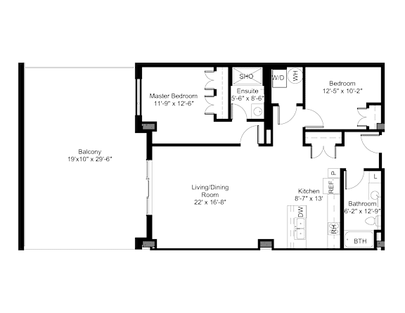 A black and white image of a floor plan for a house.