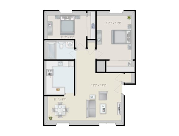 A floor plan of a house with dimensions and room layout.
