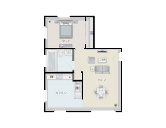 A floor plan of a house with three bedrooms, a living room, and a kitchen.
