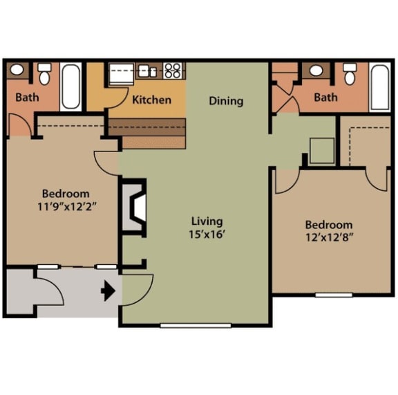 a floor plan of a two story house with a kitchen and a living room