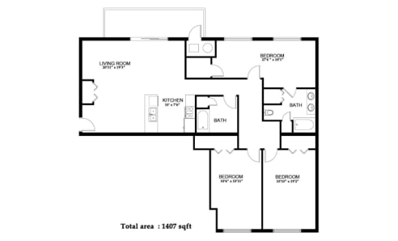 3 Bedroom 2 Bathroom Dimensions