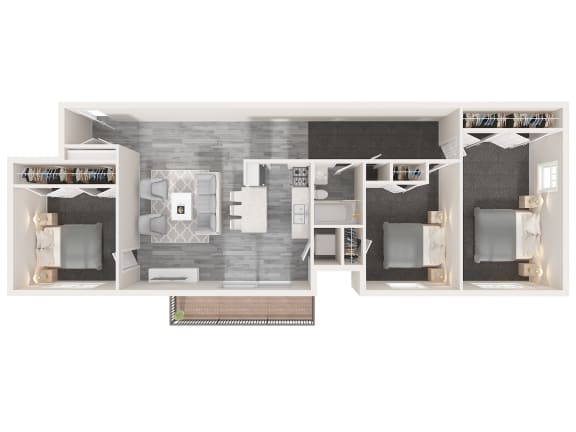 a 3d floor plan of a bedroom with a bathroom
