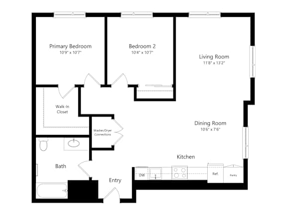 A black and white image of a house floor plan.