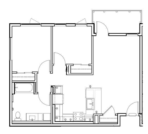A black and white image of a floor plan for a house.