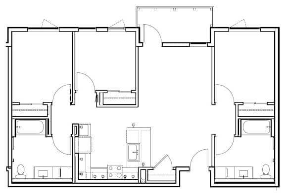 A black and white image of a floor plan for a house.