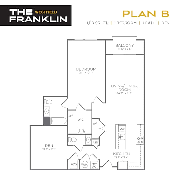 B-1 Floor Plan at The Franklin at Westfield, Westfield, 07090