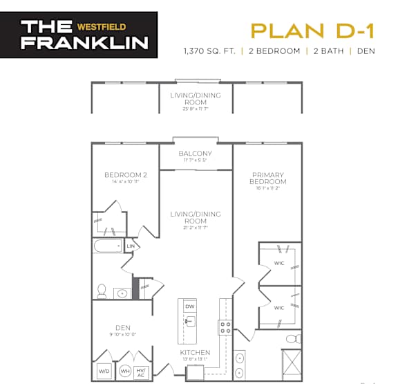 D-1 Floor Plan at The Franklin at Westfield, Westfield