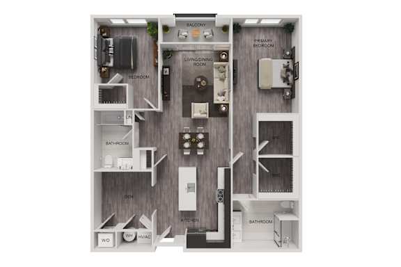 A diagram of a house layout with labeled rooms.