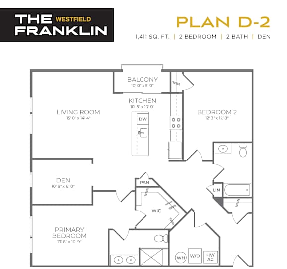 D-2 Floor Plan at The Franklin at Westfield, New Jersey