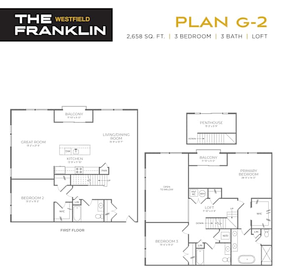 the floor plans for the two bedroom condos include a baths and loft