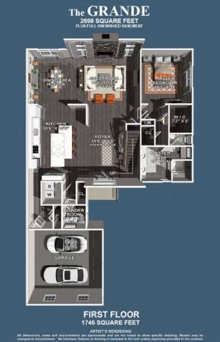 a ground floor plan of a house with a garage and a balcony