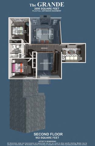 the grand second floor floor plan of a modern house