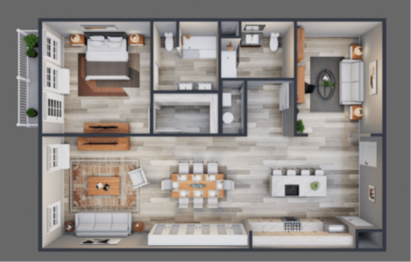 1Bed 2Bath-D at The Franklin at Hillsborough Apartments, Des Moines
