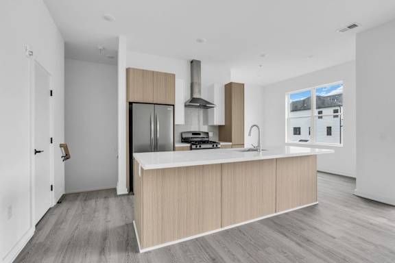 Kitchen with island at The Franklin at Tenafly, Tenafly, 07670