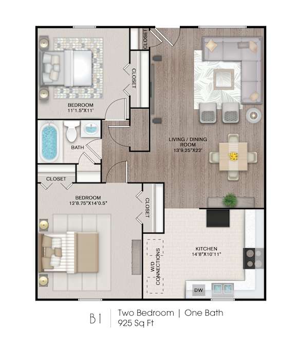 the floor plan  two bedroom  one bath