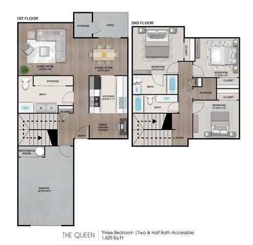 The Queen Floor Plan at Estates at Palm Bay, Fort Walton Beach, Florida