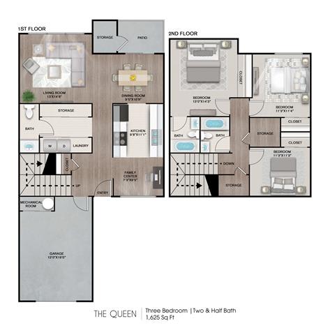 The Queen Floor Plan at Estates at Palm Bay, Florida