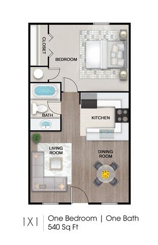 1 bed 1.5 bath A at The Lorient Apartments, Pensacola, FL, 32514