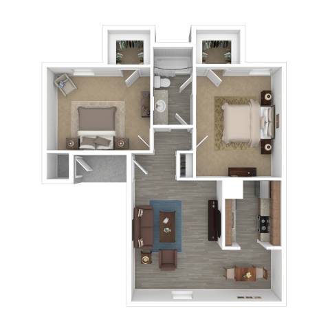 a floor plan of a house with a bedroom and a living room