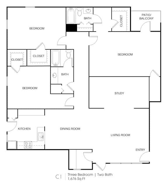 a floor plan of a house with bedrooms and a living room