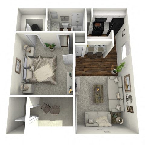 a floor plan of a house with a bedroom and a living room