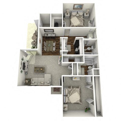 a floor plan with a bedroom and a living room