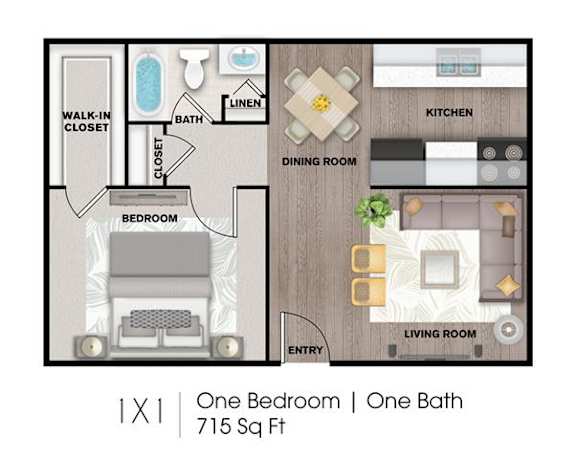 1 bed 1 bath A at Villas del Tesoro Apartments, Dallas