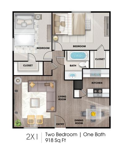 2 bed 1 bath at Villas del Tesoro Apartments, Texas