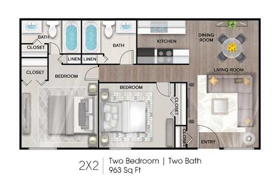 2 bed 2 bath at Villas del Tesoro Apartments, Dallas, TX