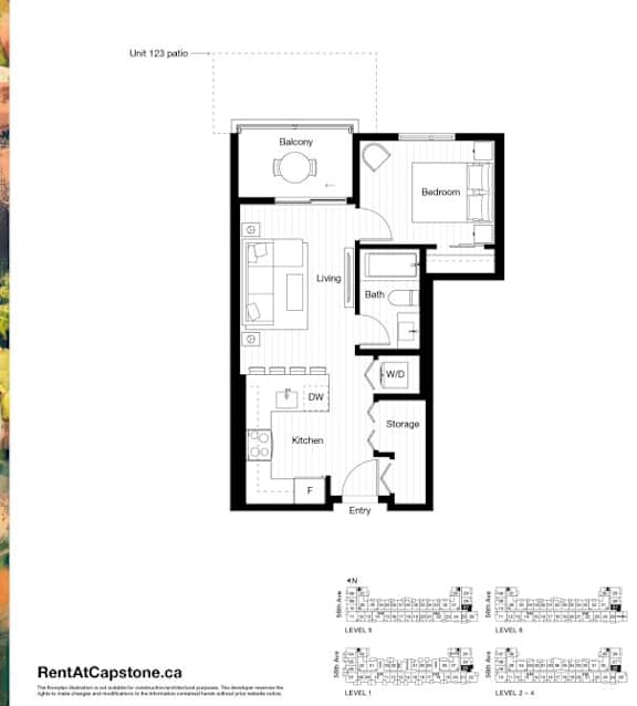 A floor plan for a unit at RentAtCapstone.ca.