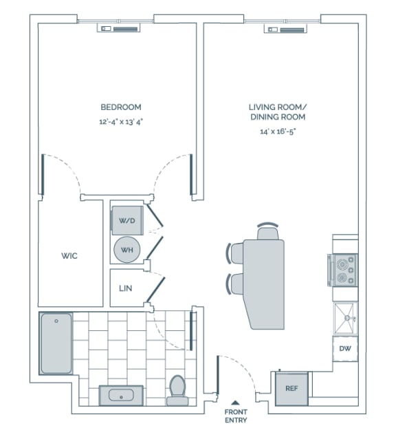 a floor plan of a 1 bedroom floor plan