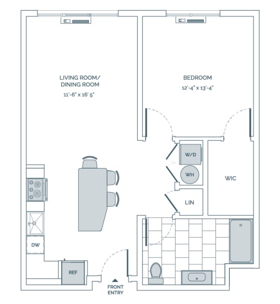 a floor plan of a 1 bedroom floor plan