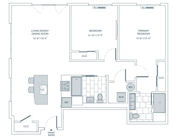 a floor plan of a bedroom floor plan with a bathroom and a living room