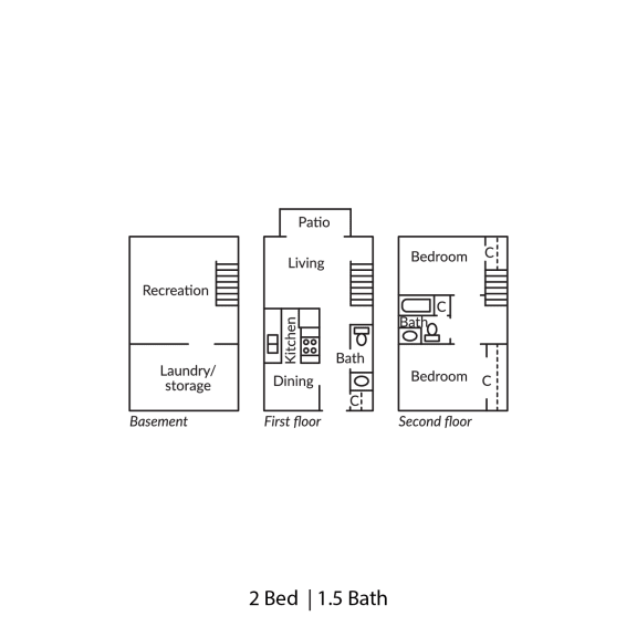 a floor plan of a house with three bedrooms and a bathroom