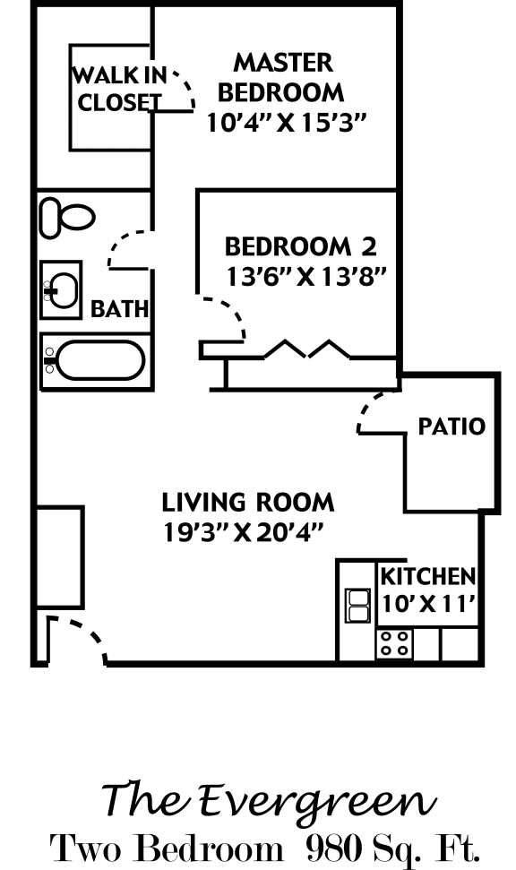a floor plan of a house with two bedrooms and a living room