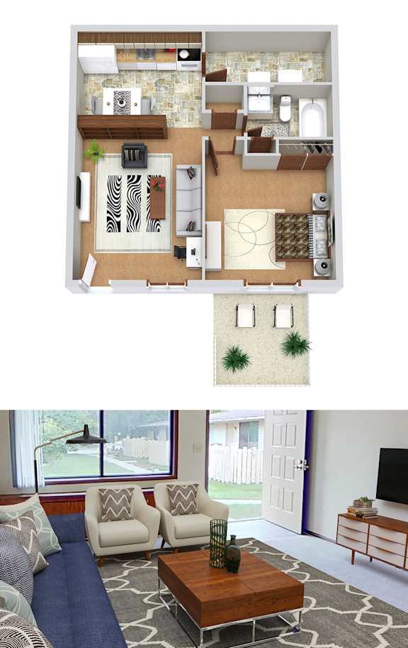 A living room with a couch, chairs, and a coffee table.