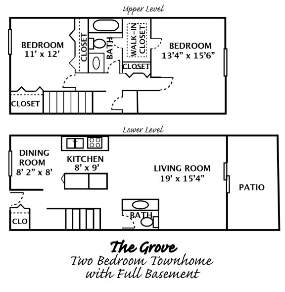 a floor plan of a small house with two bedrooms and a living room