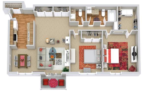 a floor plan of a house with a bedroom and living room
