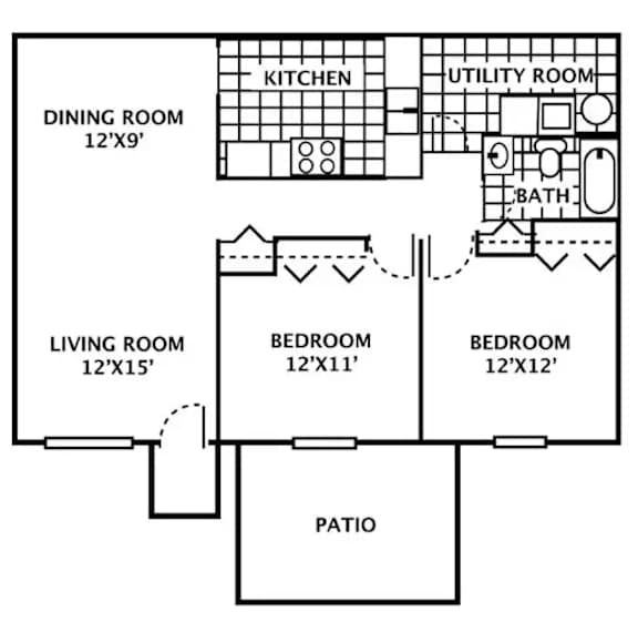 A black and white image of a house floor plan.