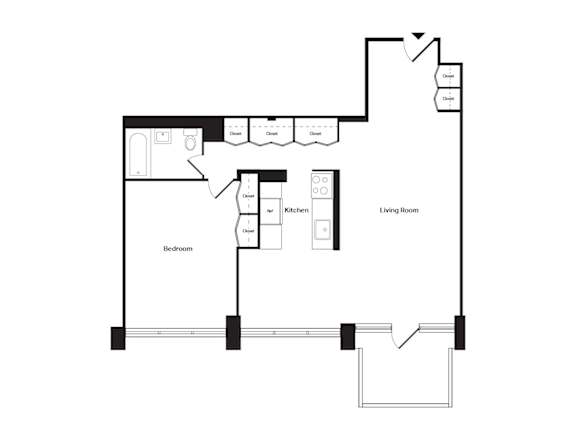 1-bedroom and 1-bathroom