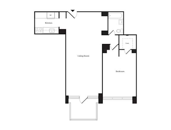 1-bedroom and 1-bathroom