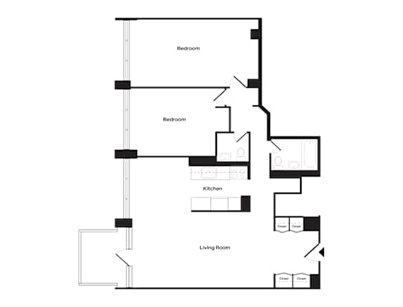 2-bedrooms and 1.5 bathrooms