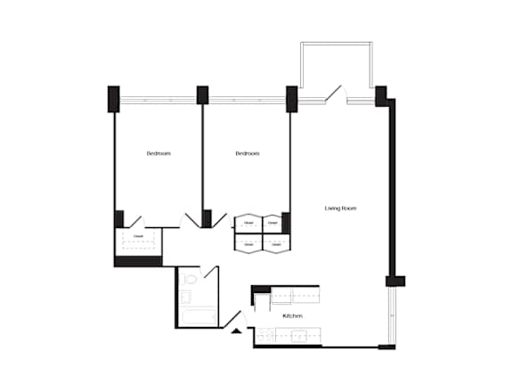 2-bedrooms and 1-bathroom