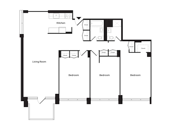 3-bedrooms and 2-bathrooms