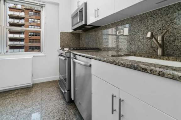 A kitchen with a dishwasher and a microwave  at The Caldwell Apartments, New York, NY