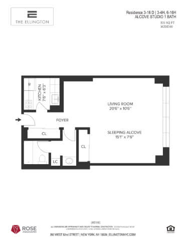 Studio 1 bath Studio 1 bath at The Ellington Apartments, New York, 10019