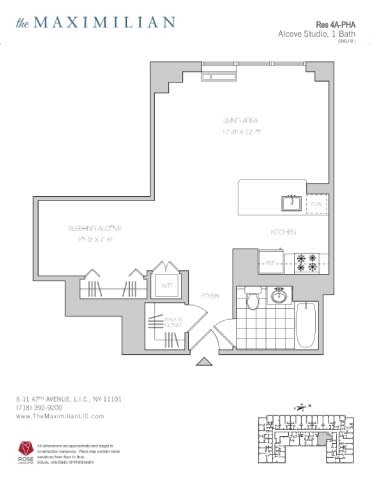 Studio 1 bath Studio 1 bath at The Maximilian Apartments, Long Island City, NY