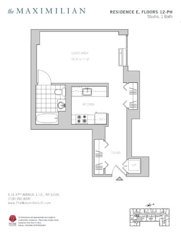 Studio 1 bath A Studio 1 bath A at The Maximilian Apartments, Long Island City, 11101