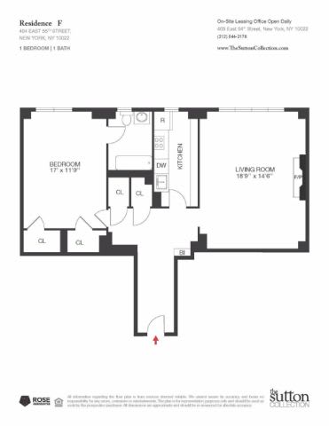 1 Bed 1 Bath Floor Plan 1 Bed 1 Bath Floor Plan at Sutton Collection, New York